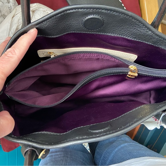 B MAKOWSKY LUXURY LEATHER CLASSICS Handbag Pewter Black New Never Used With Tags - Picture 8 of 15